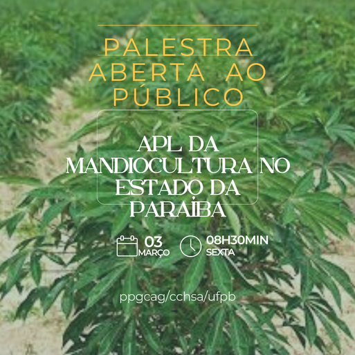 O Programa de Pós-Graduação em Ciências Agrárias (Agroecologia)/PPGCAG está convidando você para uma palestra.
